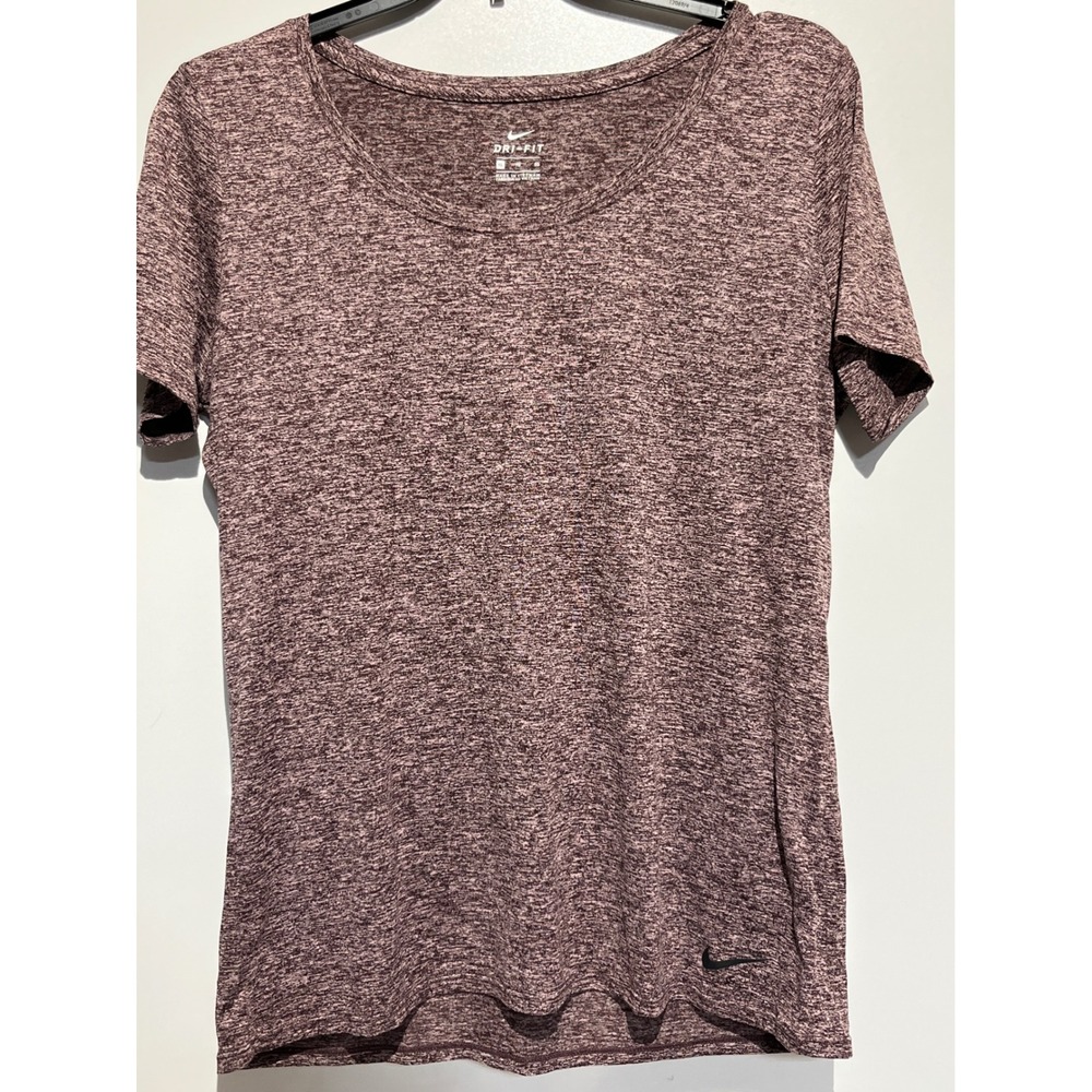 Nike Dri-FIT Womens XL Short Sleeve Training Top Burgundy Heather Space Dye